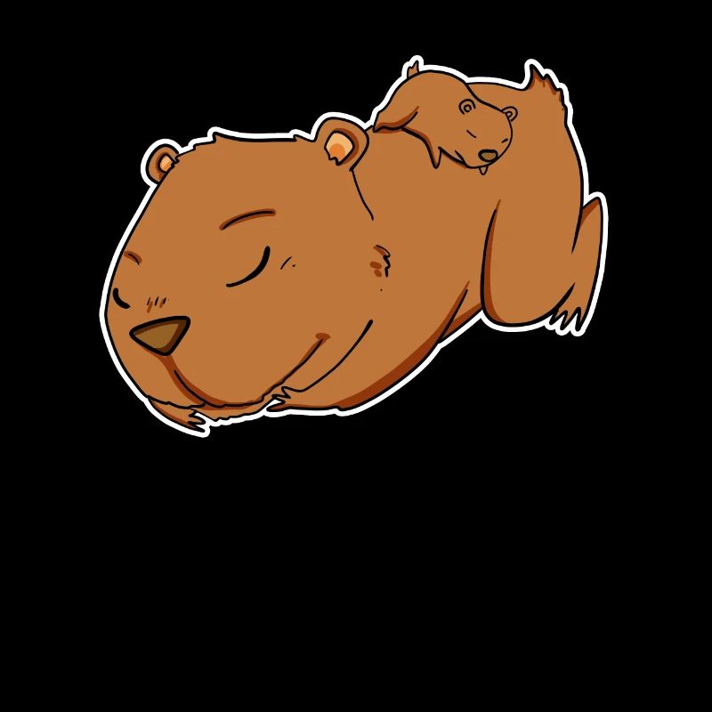 Famille - Capybara avec bébé Capybara