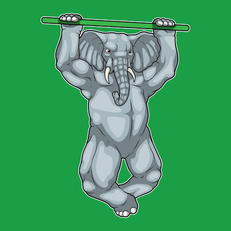 Elephant Bodybuilder Pull-Ups Bodybuilding