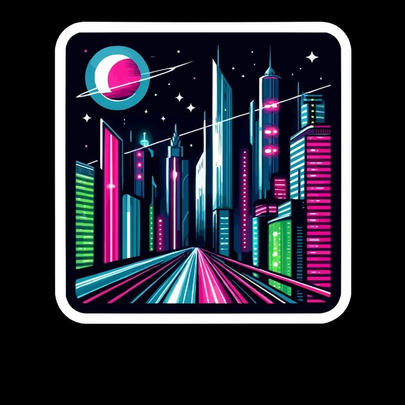 Futuristisches Stadtbild Retro Synthwave Cyberpunk