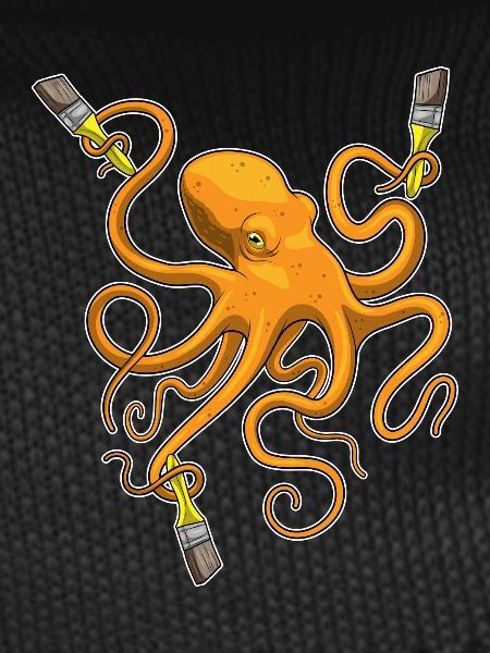 Octopus Painter Brush Painting