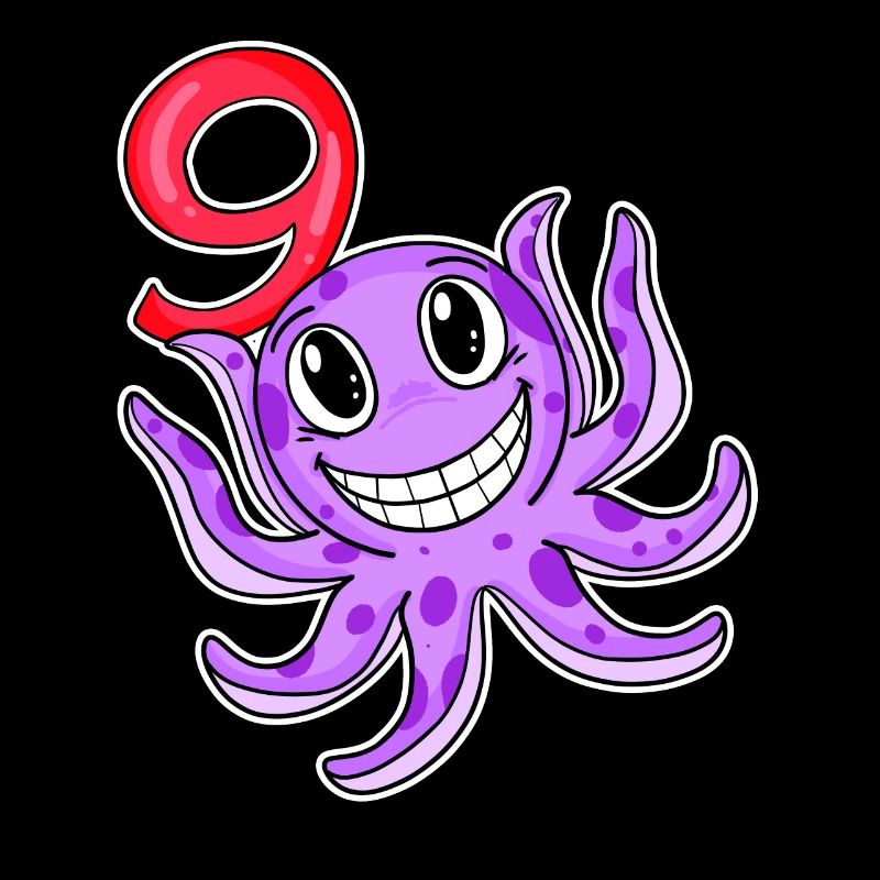 Motif 9e anniversaire Octopus - Neuf ans
