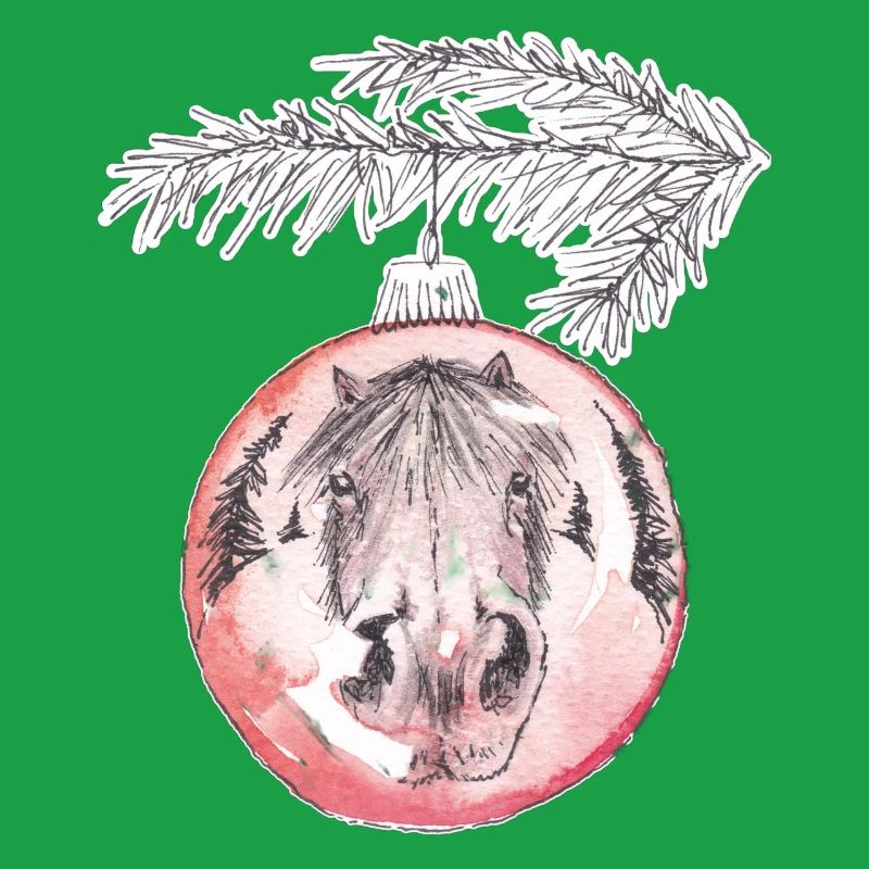 Weihnachtskugel Merry Christmas rot Pferd