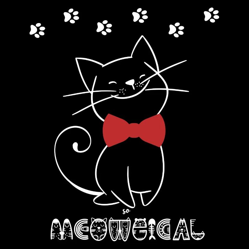 Illustration de chat ludique avec ruban rouge