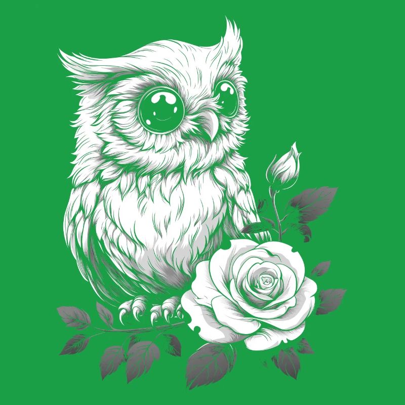 Nachteule Rose Blumen Ästhetik Eule Vogel Geschenk