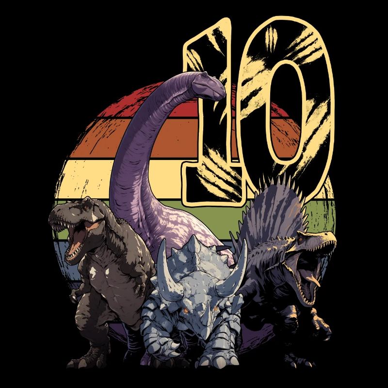 Cool Dinosaur 10 Years 10th Birthday Gift