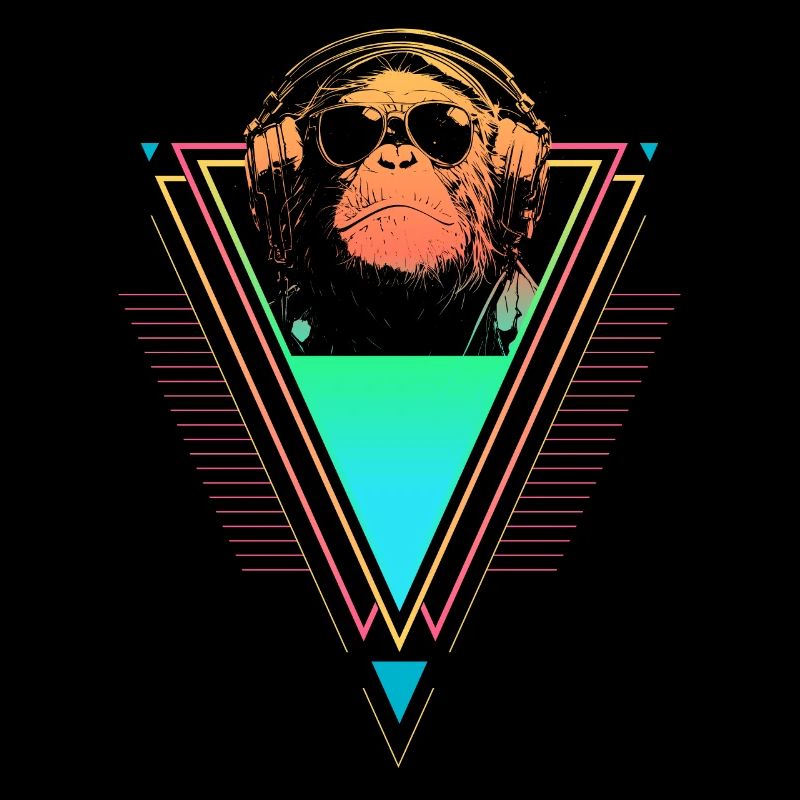Chimpanzee Vaporwave Synthwave 90s 80s sunset