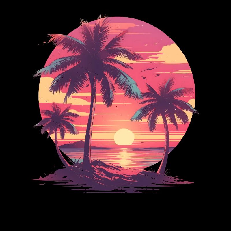 Vaporwave Retro Palmen Sunset Synthwave 80er 90er