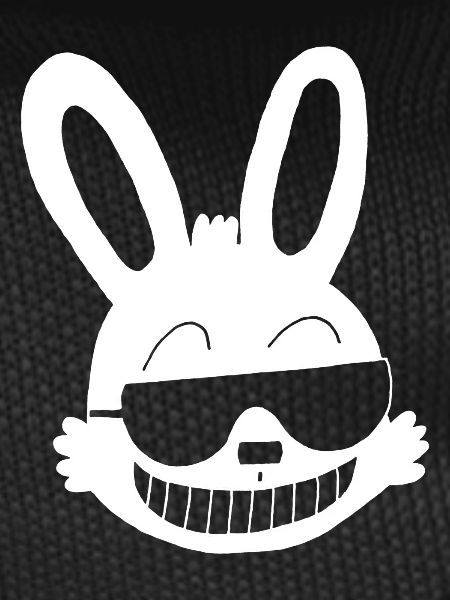White rabbit showing off
