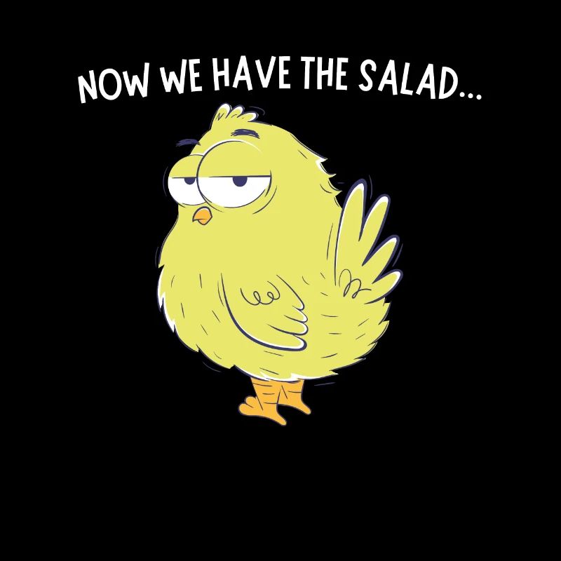 Küken mit Salat Spruch