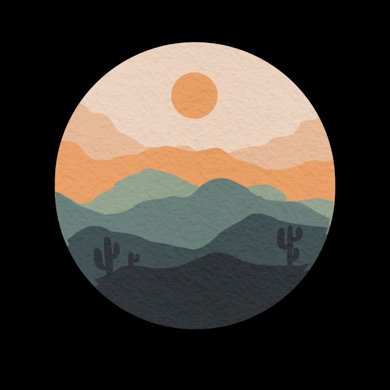 Pastel desert sunset circle