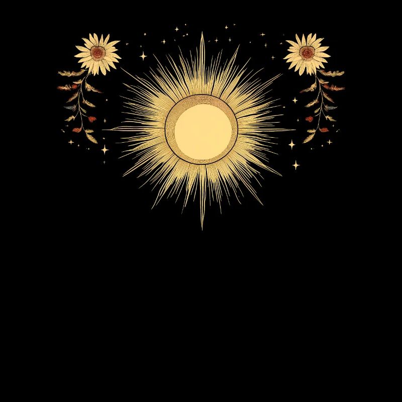 Boho Sonne Bohemian Blumen Blüten Grafik Geschenk