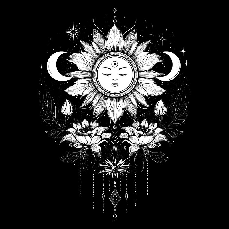 Sonne Mond Blumen Mond Bohemian Boho Geschenk