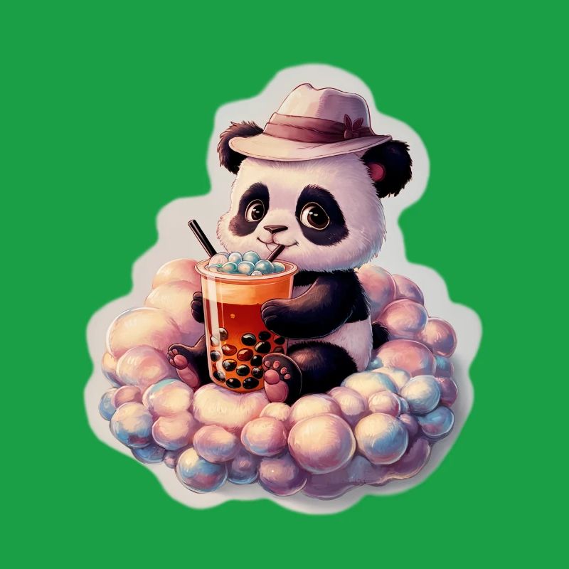 Cute Panda Bubble Tea Illustration