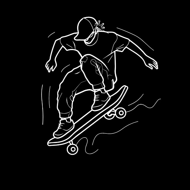 Skateboarding Junge Line Art