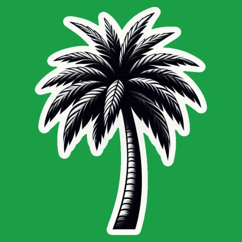 Palm tree black white