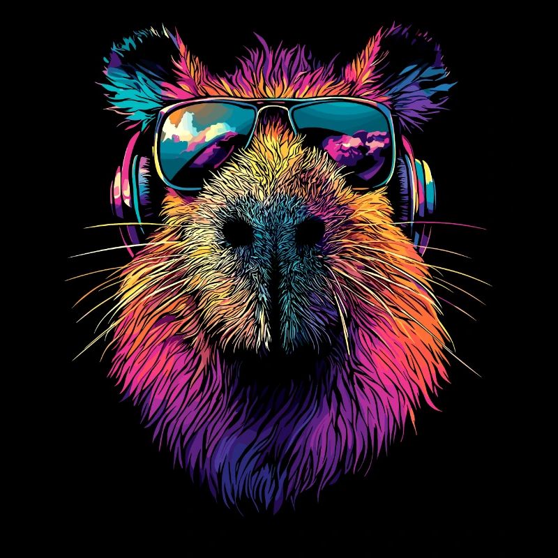 Lunettes de soleil Capybara Coloré Popart Capybara
