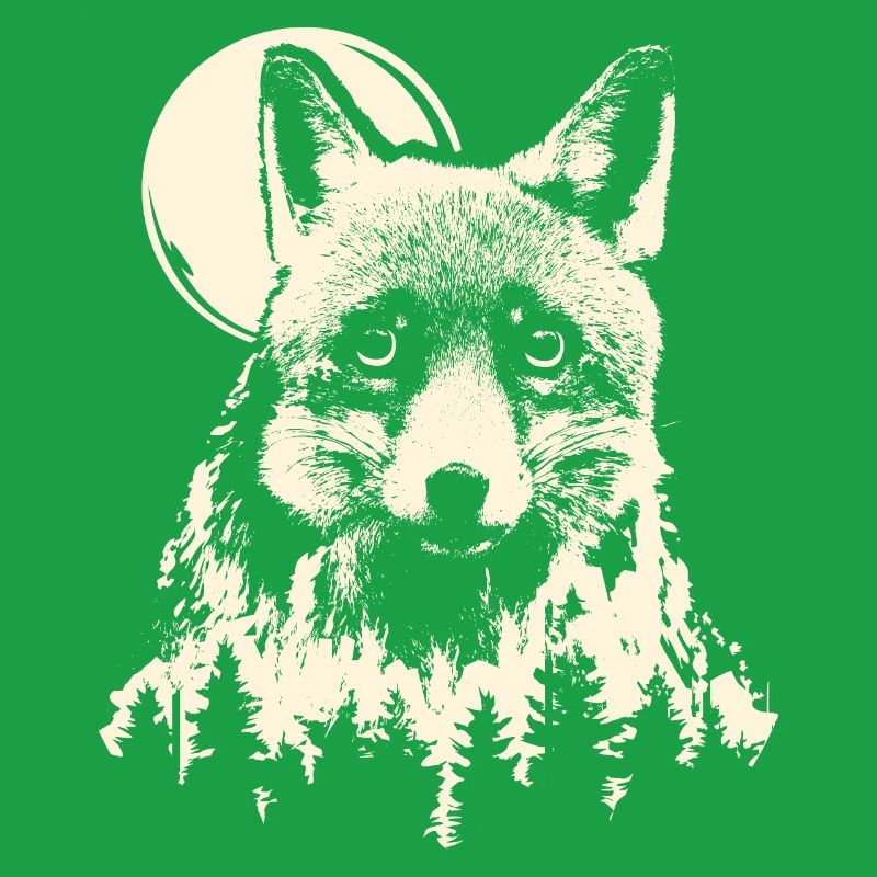 Fox Forest Moon Nature Tree Moonlight Animals Symbol
