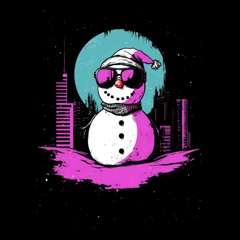 Retro Snowman Retrowave Synthwave Gift