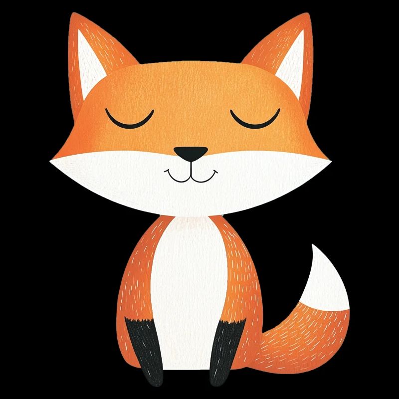 Mignon renard heureux détendu dans le style de dessin animé