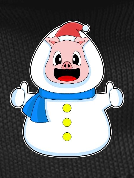 Pig Christmas Snowman