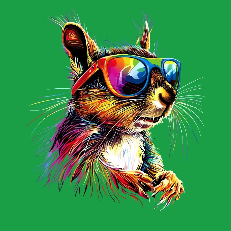 Eichhörnchen Kopfhörer Bunt Popart DJ Eichhörnchen