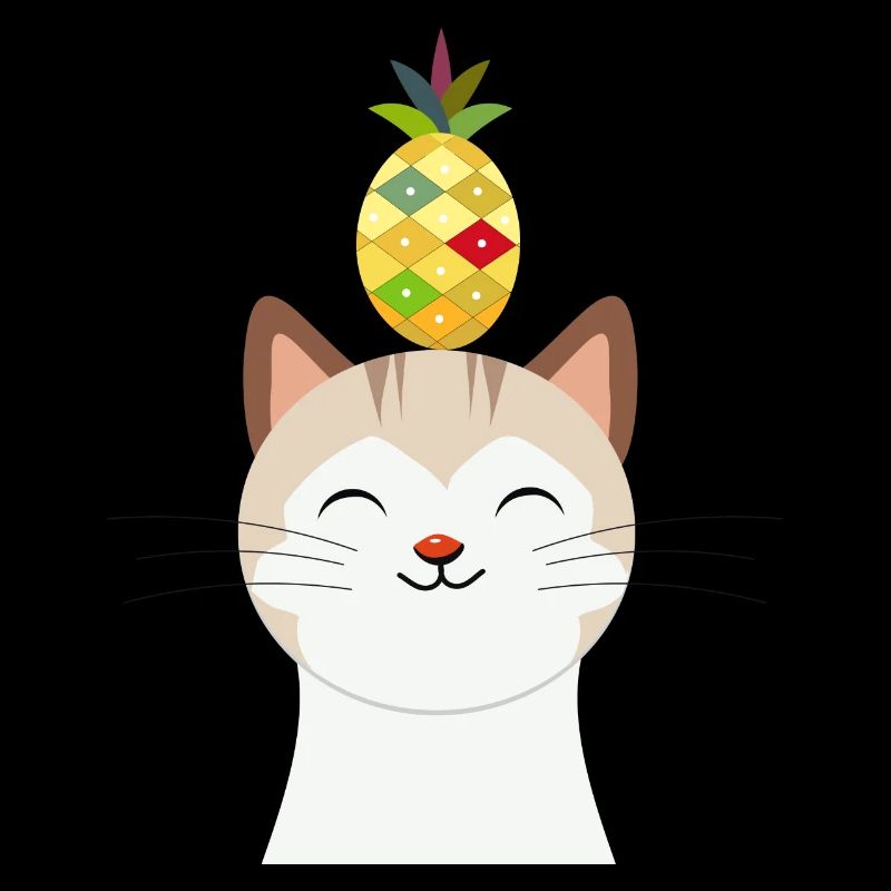 Chat joyeux avec ananas – Tropical Animal Design