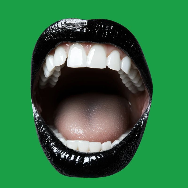 Open mouth with black lipstick