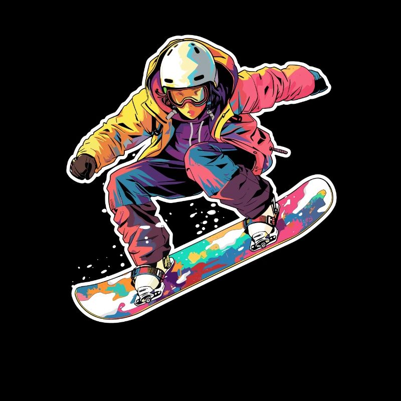 look de dessin animé de snowboarder