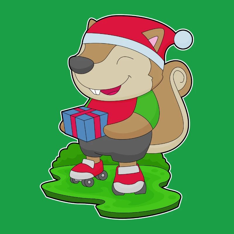Squirrel Christmas Inline skating