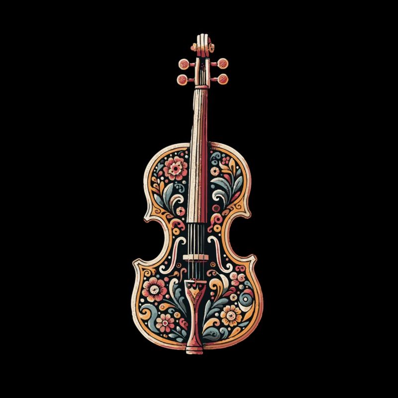 Kunstvolle Violine mit Blumenmuster