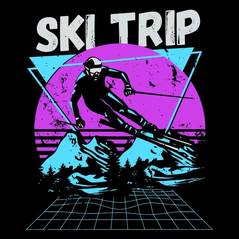 Retro Ski Trip Neon Graphic