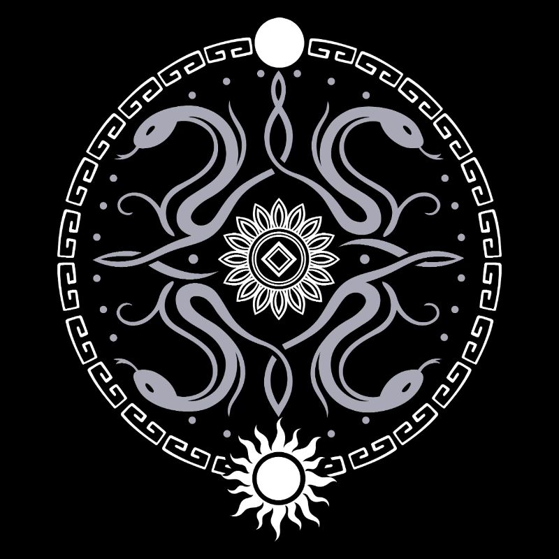 Roue serpentine avec soleil et lune