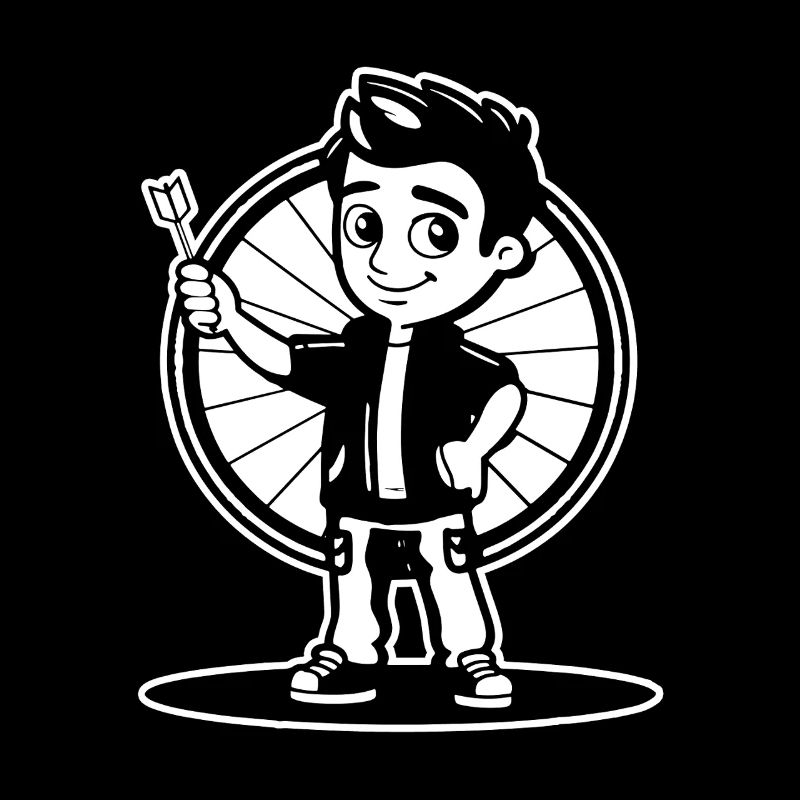 Look de bande dessinée de petit joueur de fléchettes