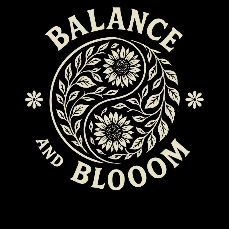 Gleichgewicht und Düsternis Florale Yin Yang Kunst