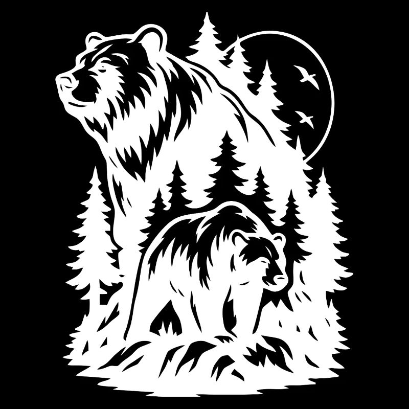 Majestueuse silhouette d’ours de forêt et de lion