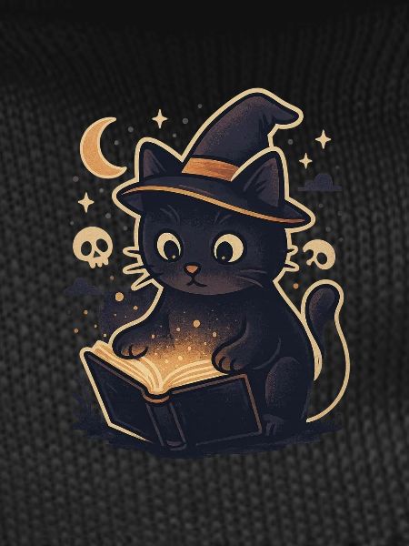Haunted cat reads magic book