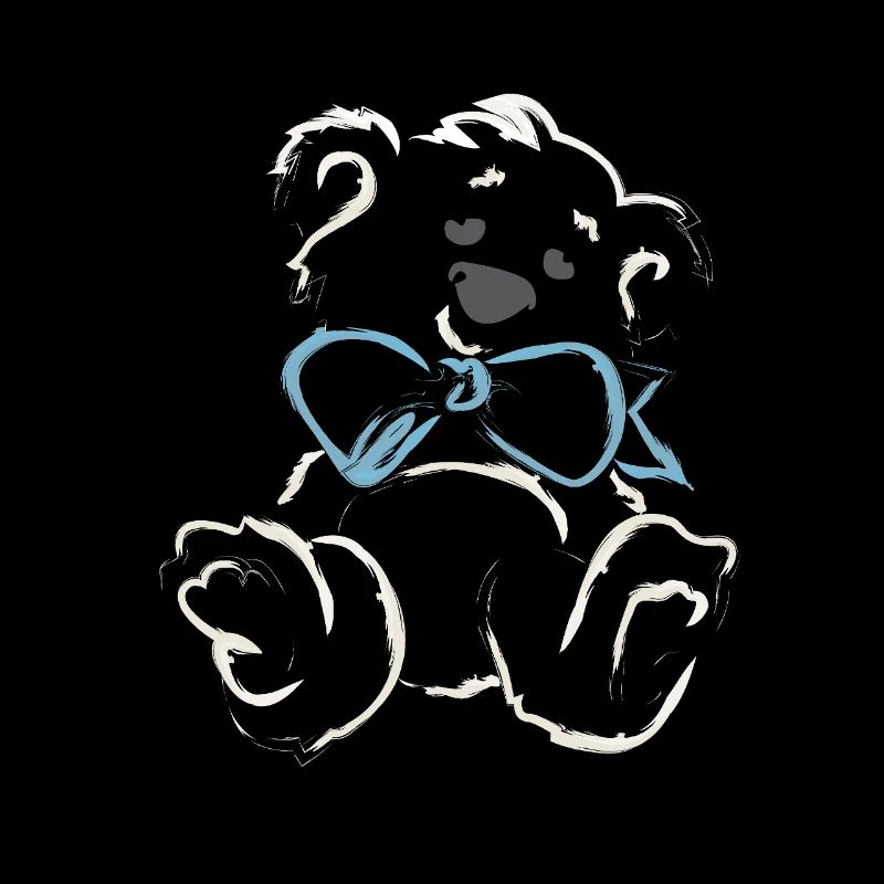 Playful teddy bear with blue bow