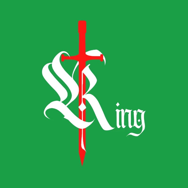 Roi gothique Design avec épée texte blanc