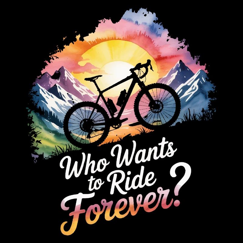 Sunset Mountain Biking Illustration