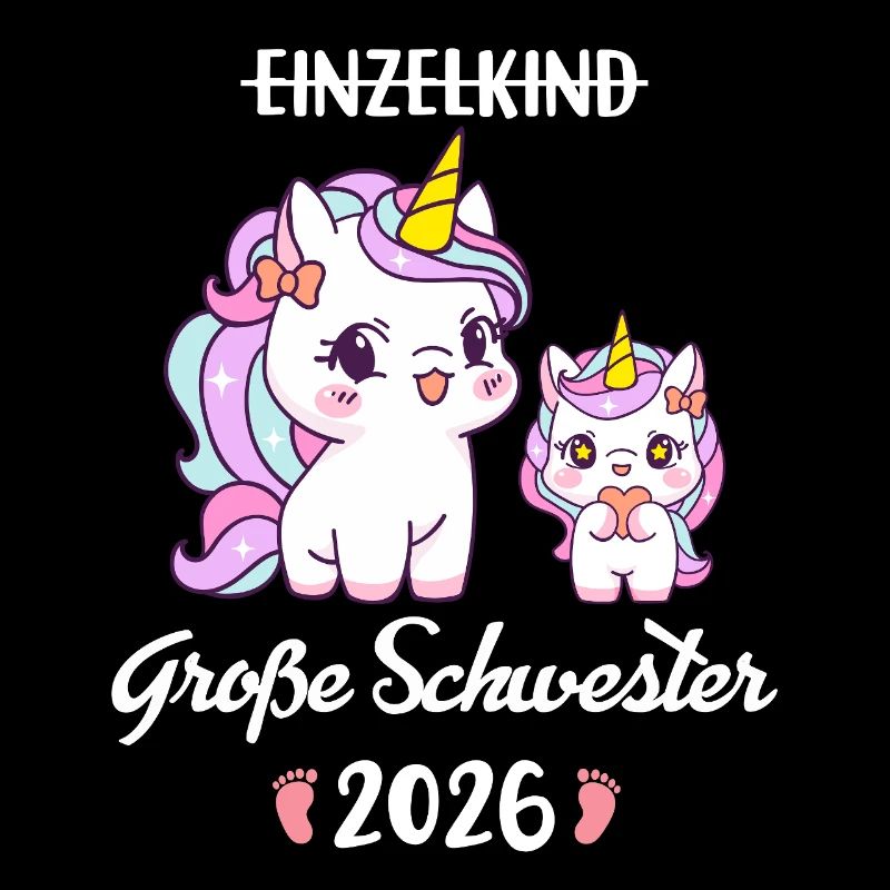 Einzelkind große Schwester 2026 Einhorn Mädchen