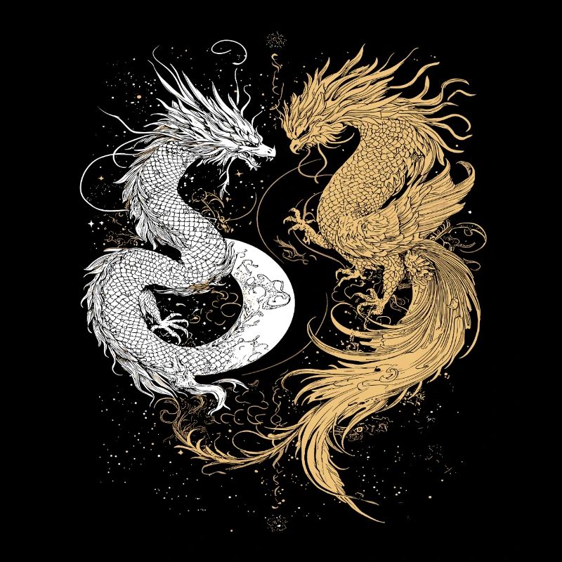 Drachenschwäne im Yin und Yang Stil