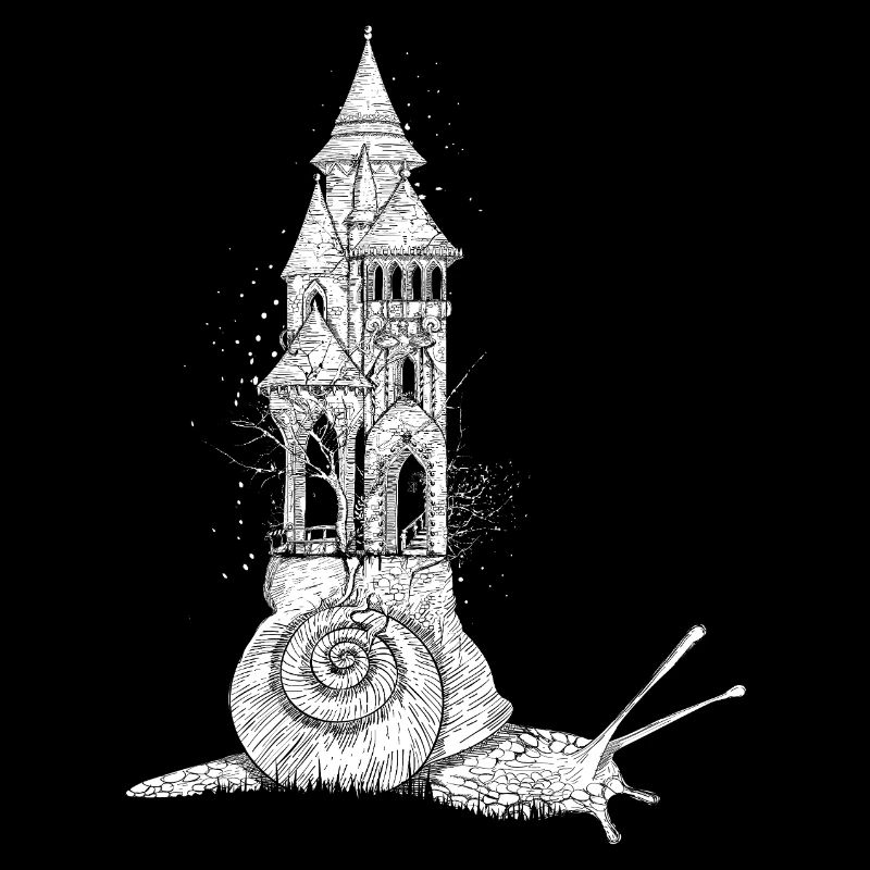 Schnecke mit märchenhaftem Elfenbeinturm