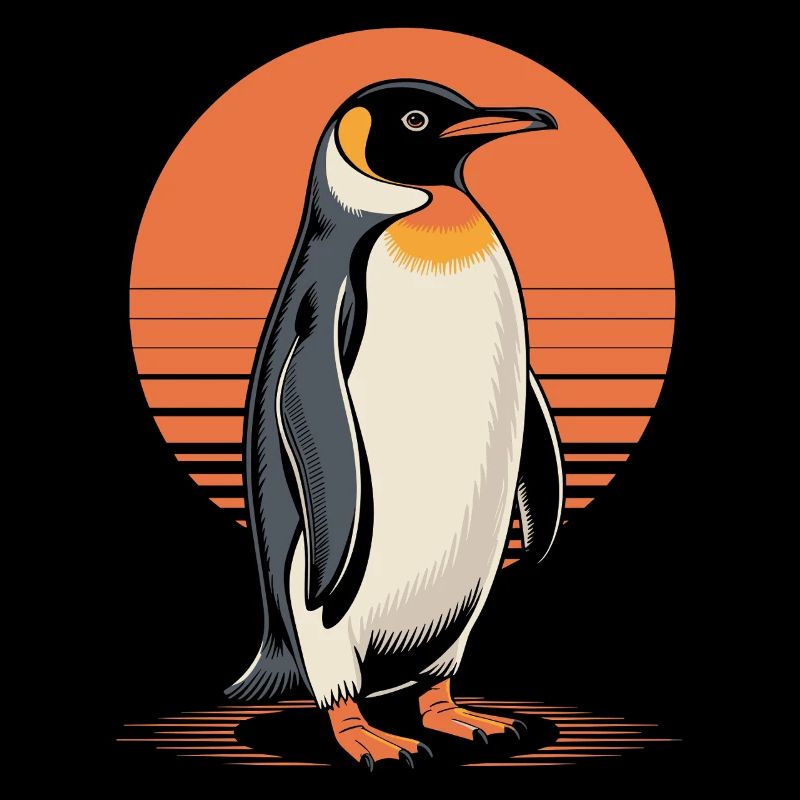 Élégant coucher de soleil sur les pingouins