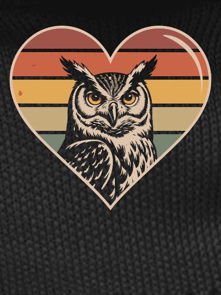 Retro Owl Heart Design