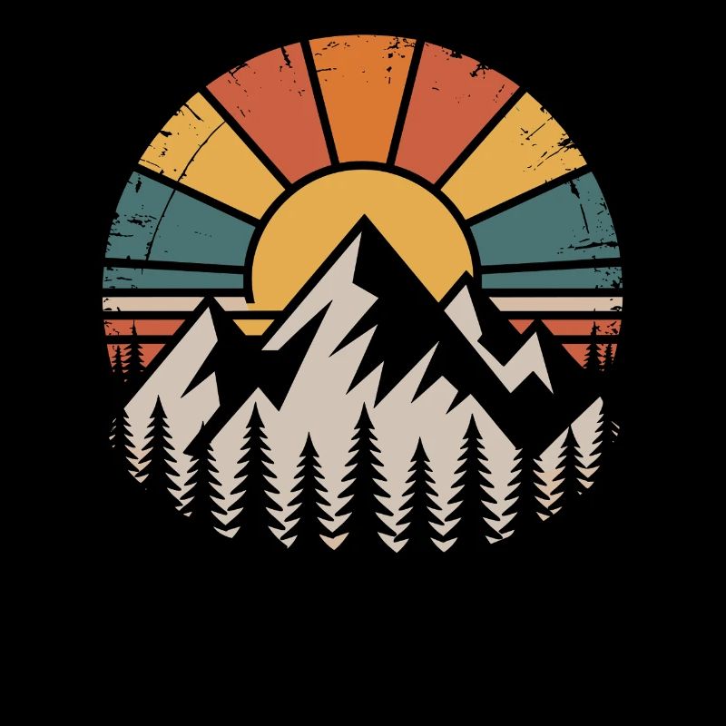 Mountains and sunset design