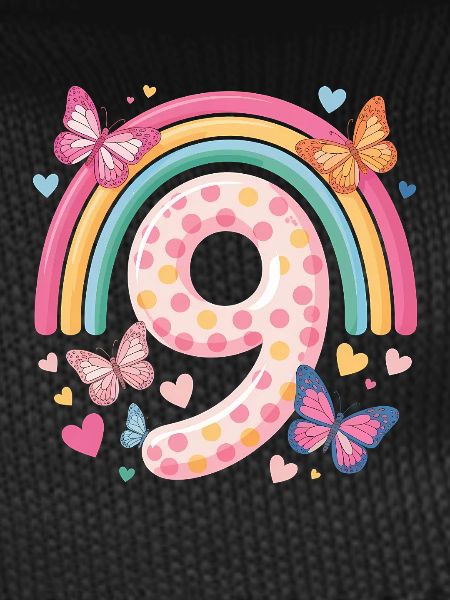 Rainbow Butterfly 9th Birthday Girl