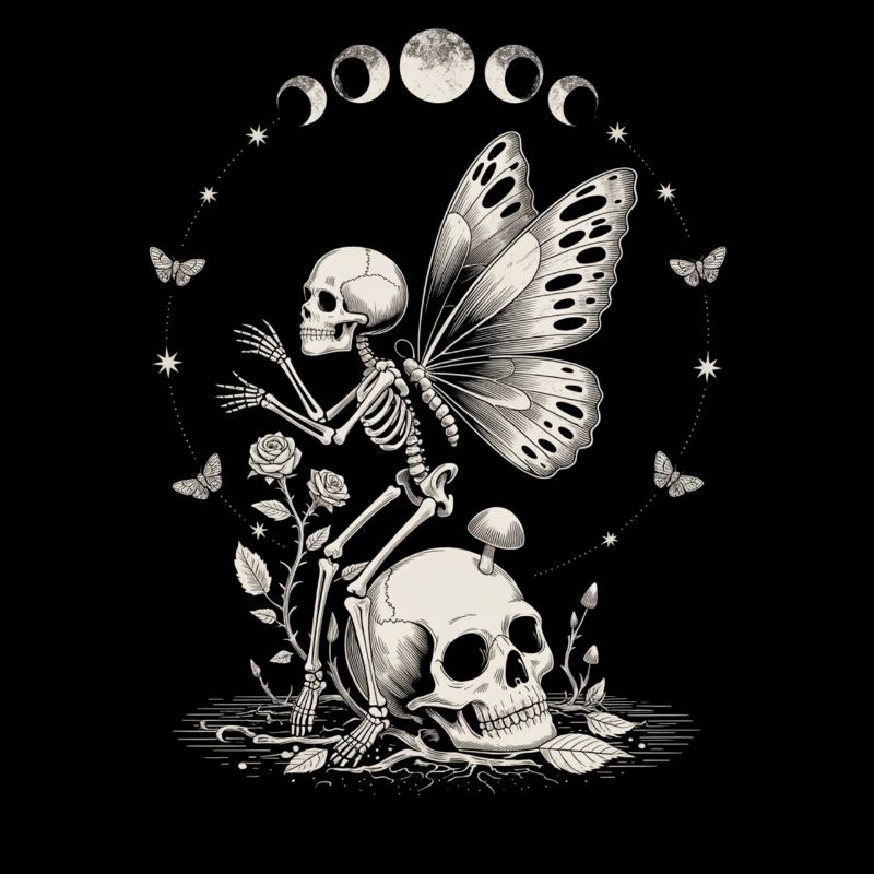 Gothic Skeleton Fairy With Moon Phases