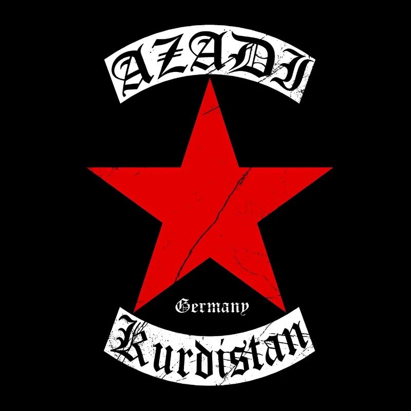 Kurdistan Kurden Großer Rotstern mit Text
