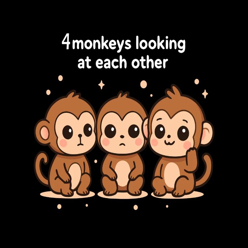 4 singes se regardent