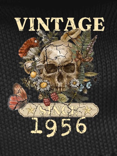 1956 Butterflies Flowers And Skull